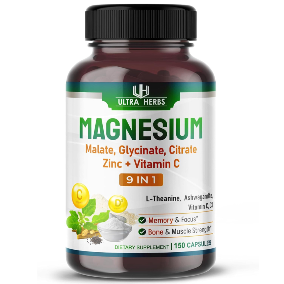 Ultra Herbs Magnesium supplement bottle on a white background
