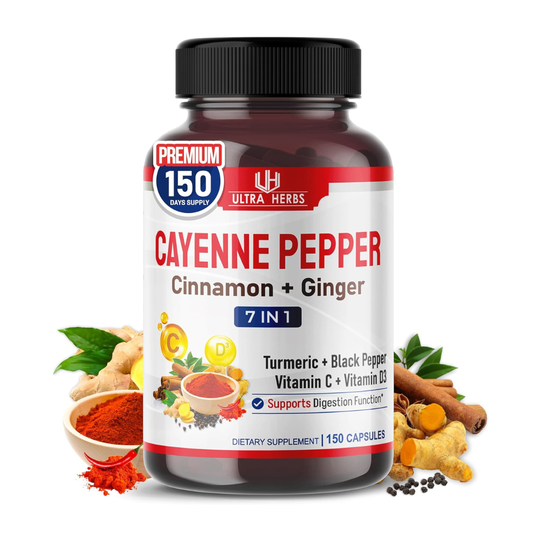 Cayenne Pepper with Cinnamon and Ginger | 150 Capsules