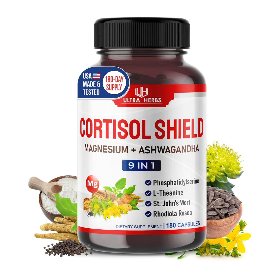 CORTISOL Shield with Magnesium and Ashwagandha | 180 Capsules