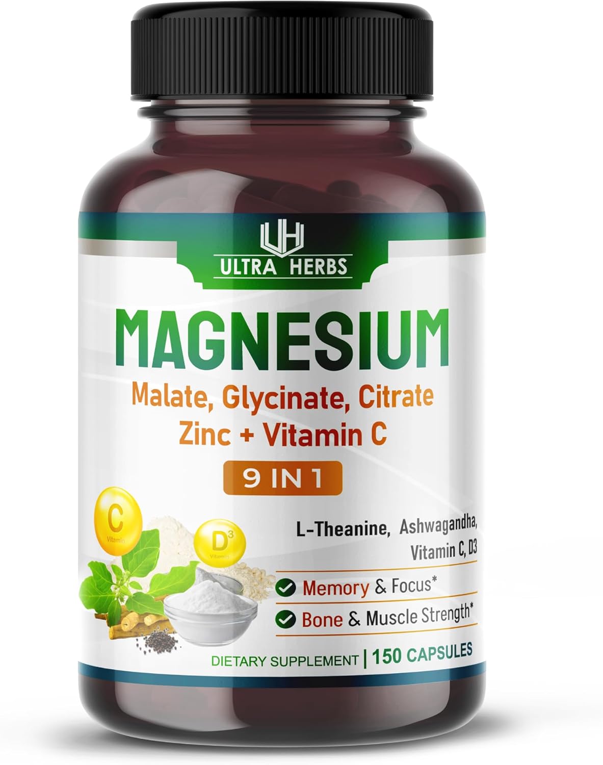 Tripple Magnesium Complex, with Magnesium Malate, Glycinate, Citrate - High Absorption Magnesium Supplement for Sleep Quality, Nerve & Muscle Relaxation | 150 Capsules