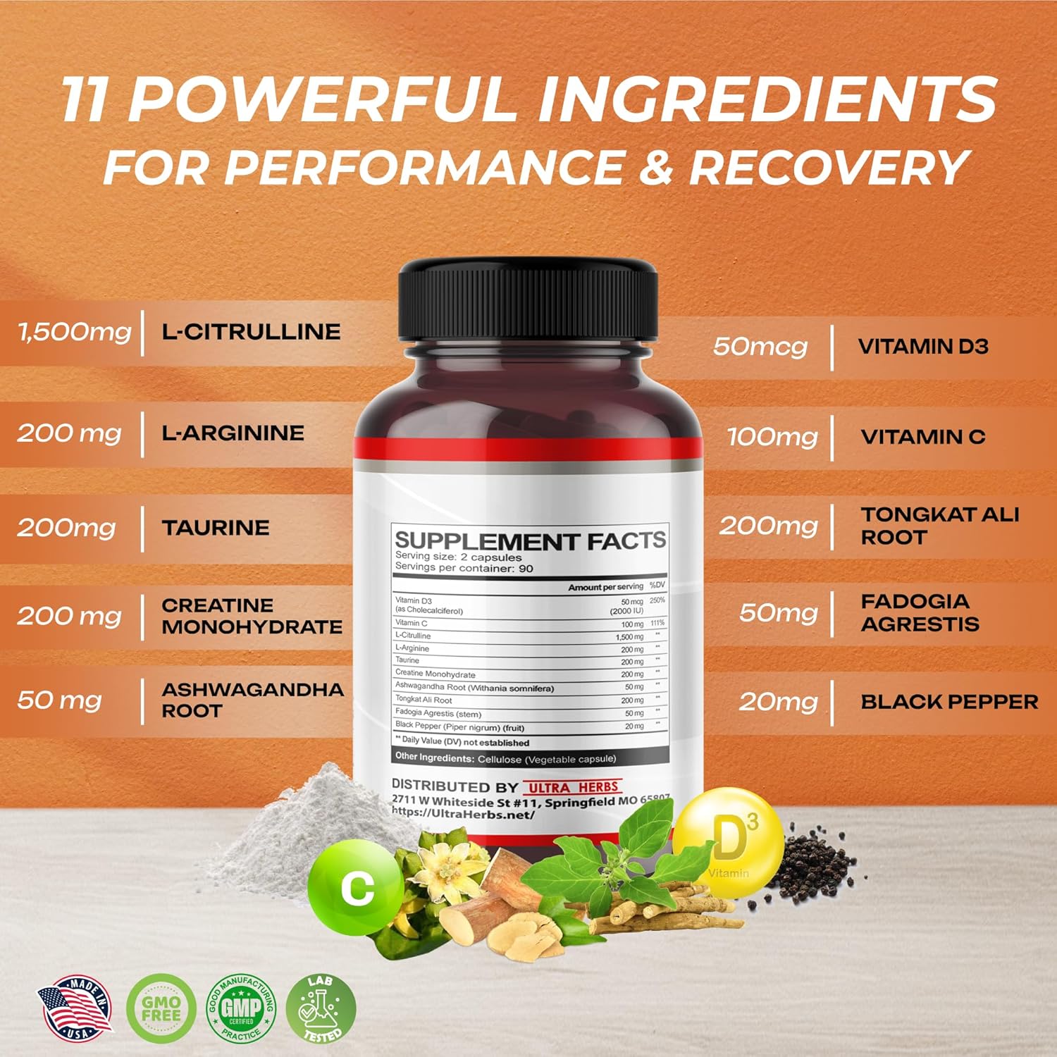 LCitrulline LArginine Taurine | 180Capsules Boost Ultra Herbs LCitrulline LArginine Taurine | 180Capsules Boost Ultra Herbs
