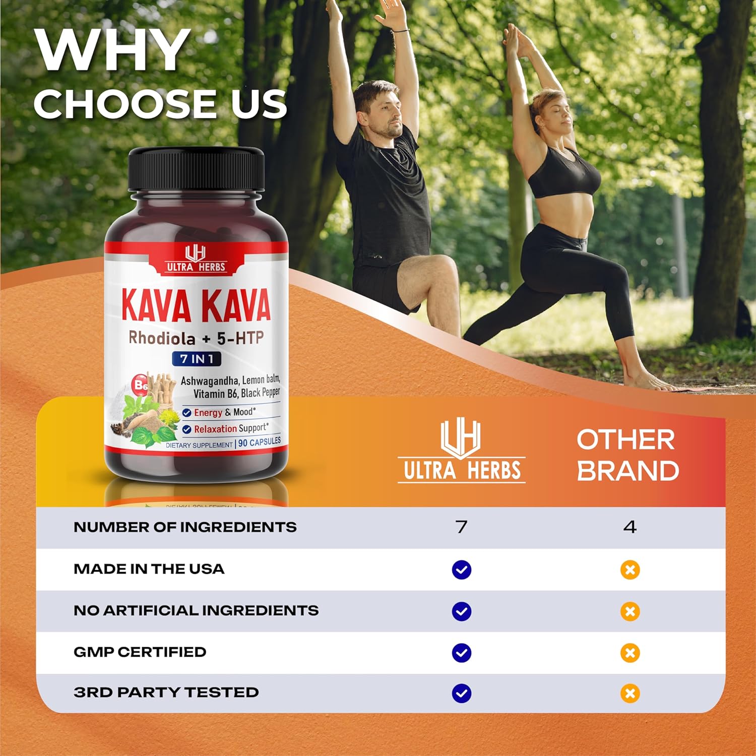 Kava Kava Capsules Supplement - Formula Enriched with Ashwagandha, 5-HTP, Rhodiola, Lemon Balm, Support Mood, Calm & Relaxation | 90 Capsules