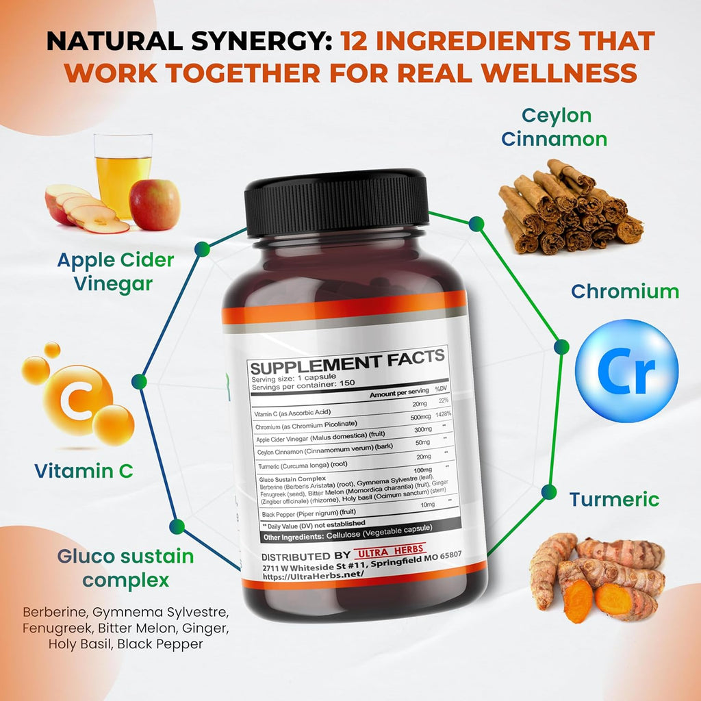 Organic Apple Cider Vinegar Capsules Enhanced with Cinnamon, Turmeric - Ultra Supplement for Digestive, Circulatory, Immunity Support | 150 Capsules