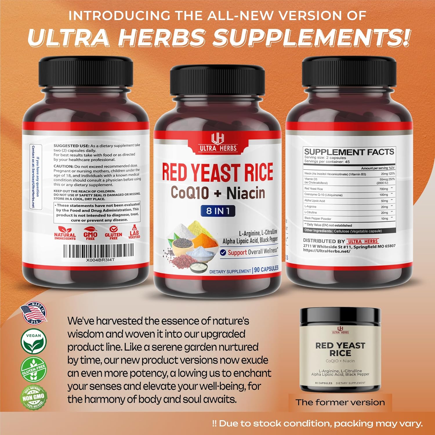 Ultra Red Yeast Rice CoQ10 - Promote Overall Health with Niacin, L-Arginine, L-Citrulline (90 Count (Pack of 1))