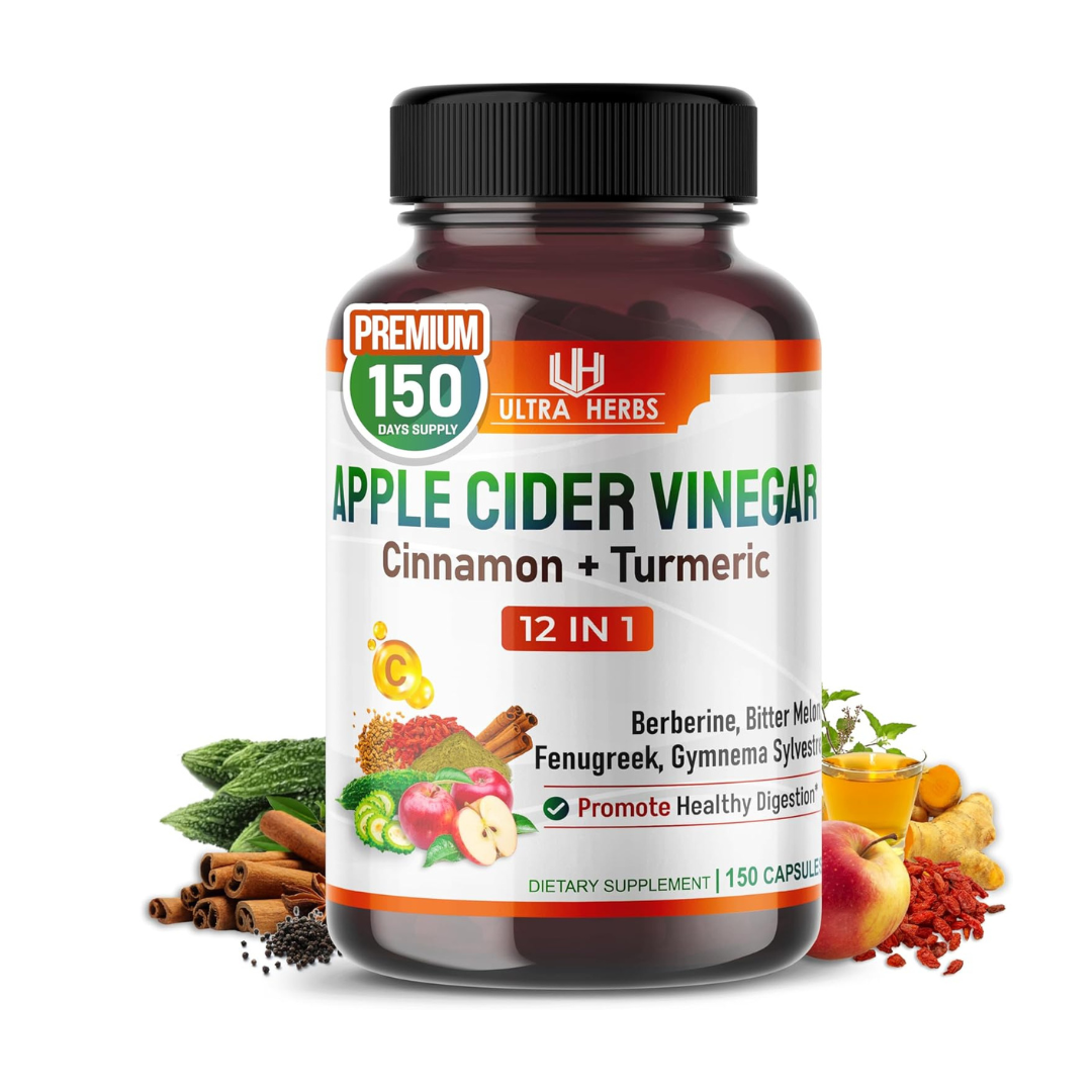 Apple Cider Vinegar with Cinnamon and Turmeric  | 90 Capsules