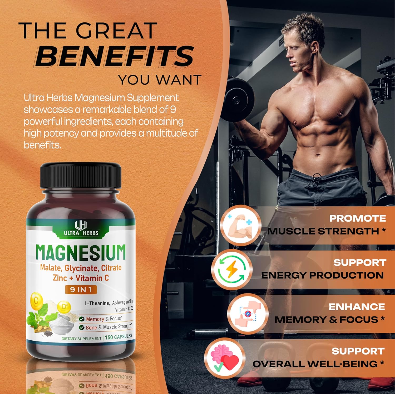 Tripple Magnesium Complex, with Magnesium Malate, Glycinate, Citrate - High Absorption Magnesium Supplement for Sleep Quality, Nerve & Muscle Relaxation | 150 Capsules